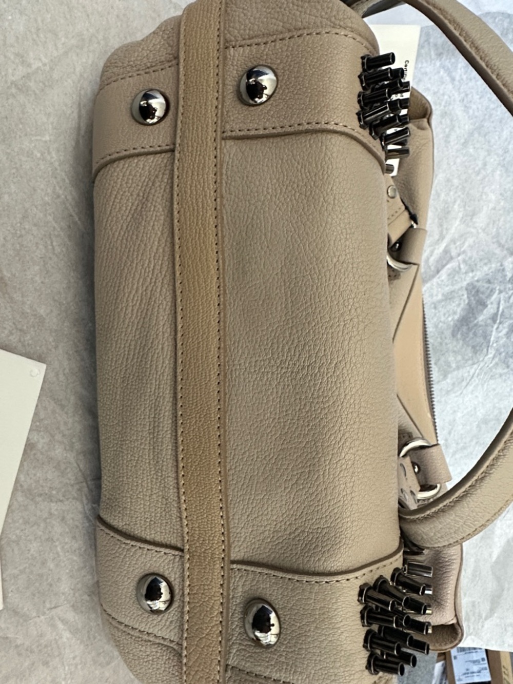 Rare Christian Louboutin Morrigan Medium Capra Stone Leather ShoulderBag NWT COA - Picture 12 of 17